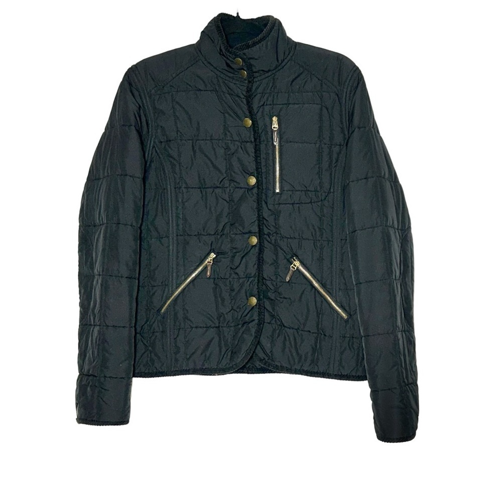 Lauren Ralph Lauren Warm Black Jacket With 3 Zip Pockets & Full Zip Closure, S